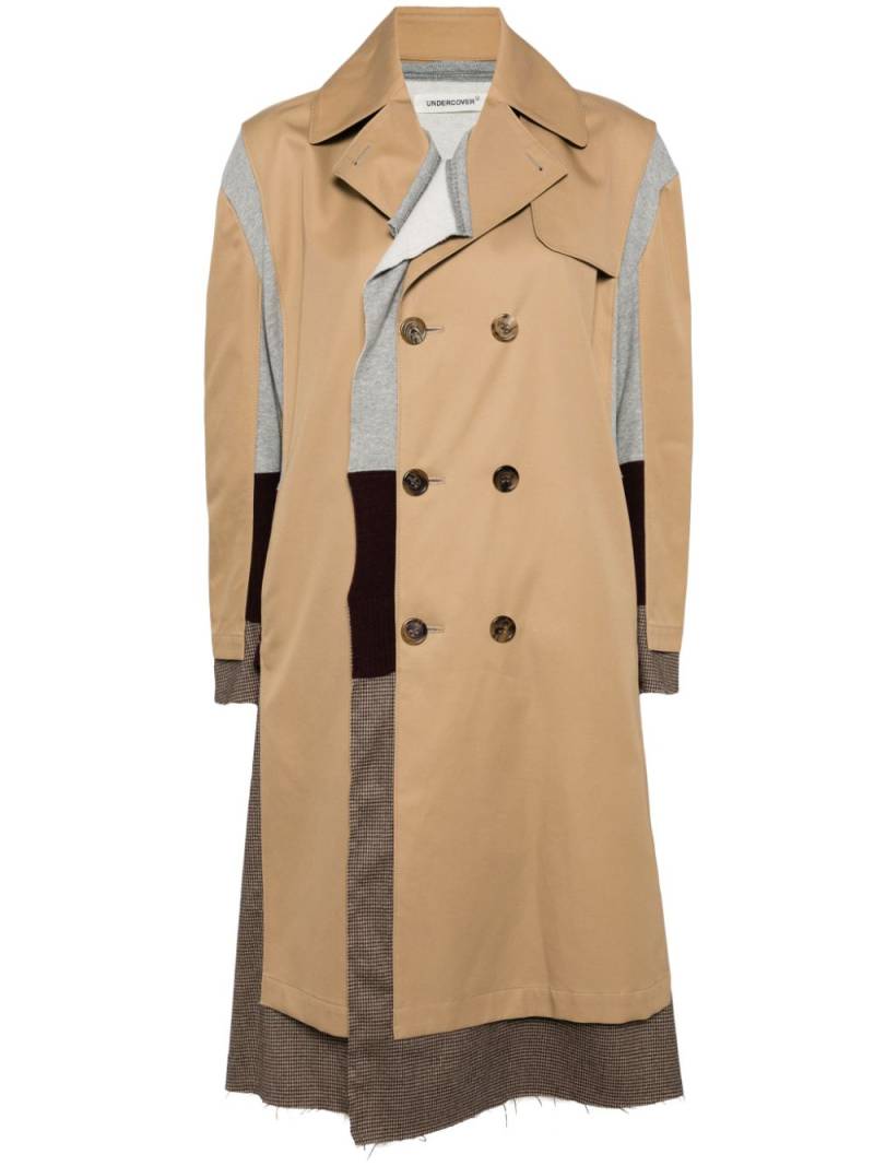 Undercover contrasting-paneled double-breasted coat - Neutrals von Undercover