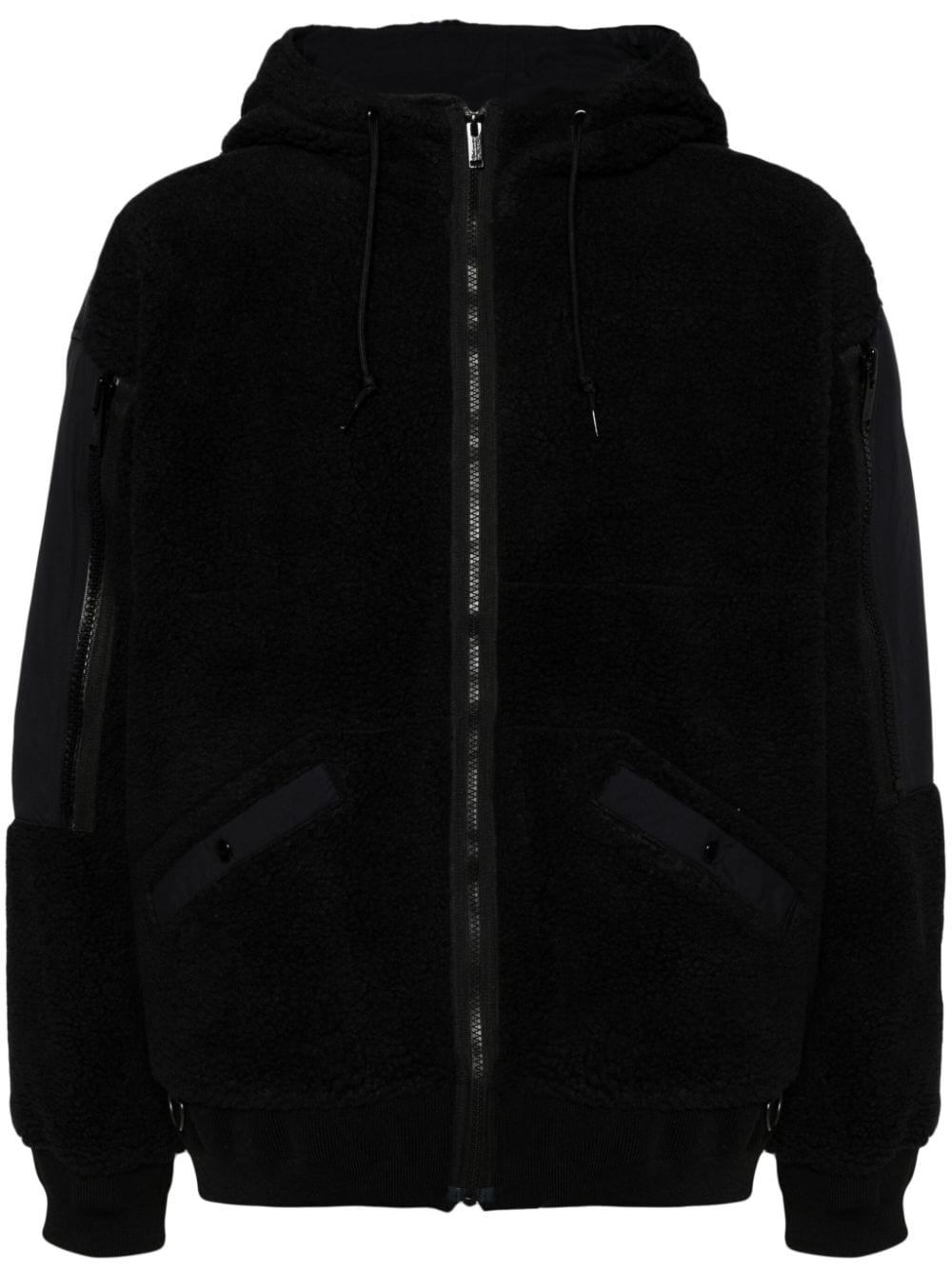 Undercover drawstring fleece bomber jacket - Black von Undercover