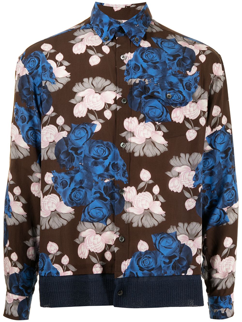 Undercover floral-print contrast-panel shirt - Blue von Undercover