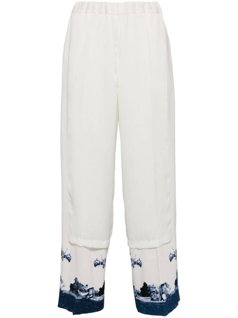 Undercover graphic-print panelled trousers - White von Undercover