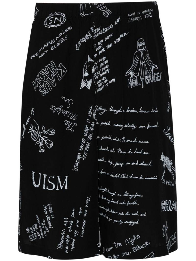 Undercover graphic-print wide-leg shorts - Black von Undercover