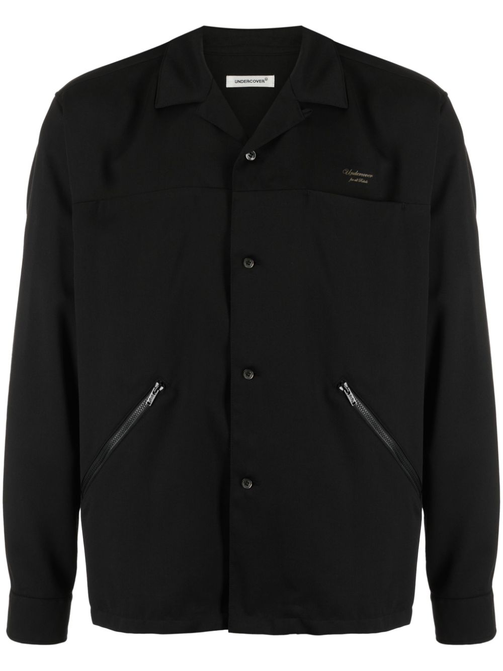 Undercover logo-embroidered button-up overshirt - Black von Undercover