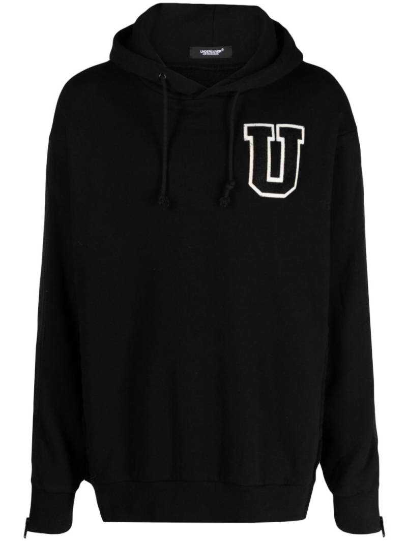 Undercover logo-patch cotton hoodie - Black von Undercover