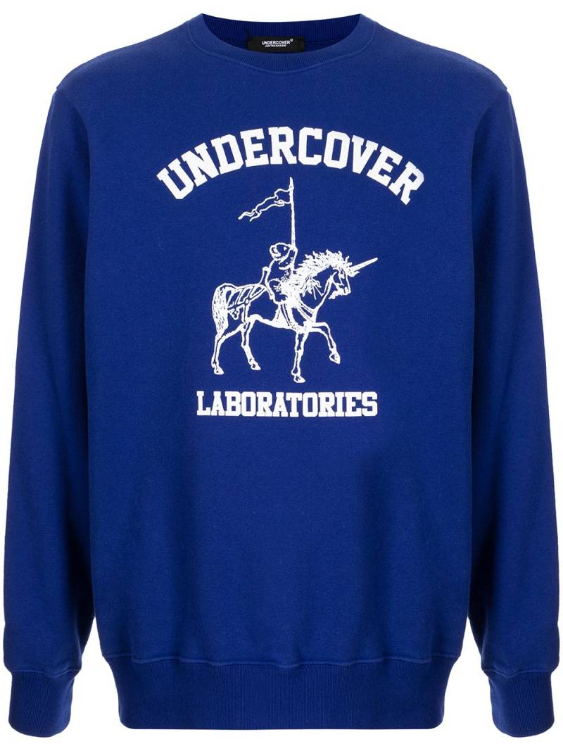 Undercover logo-print cotton sweatshirt - Blue von Undercover