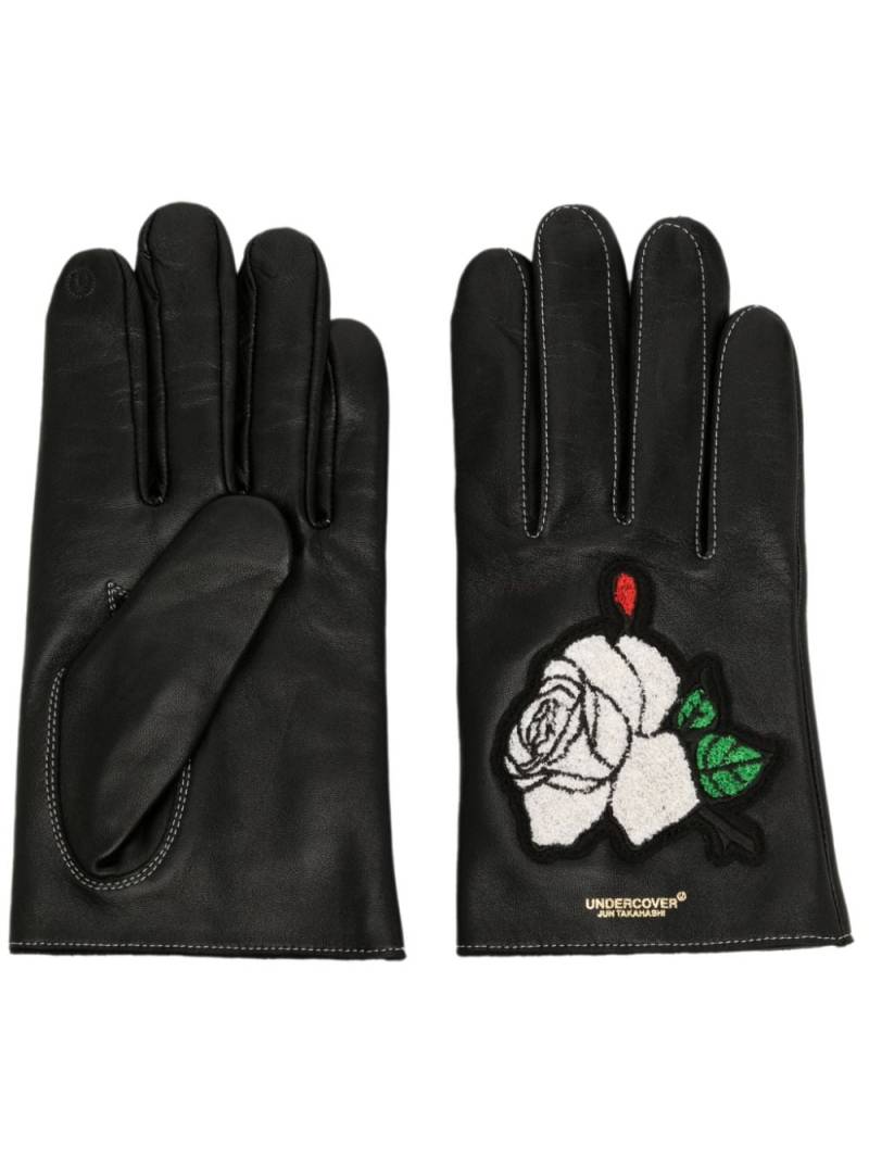 Undercover logo-print patch-detail gloves - Black von Undercover