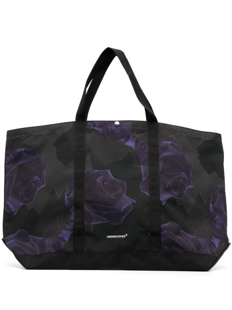 Undercover rose-print taffeta tote bag - Black von Undercover