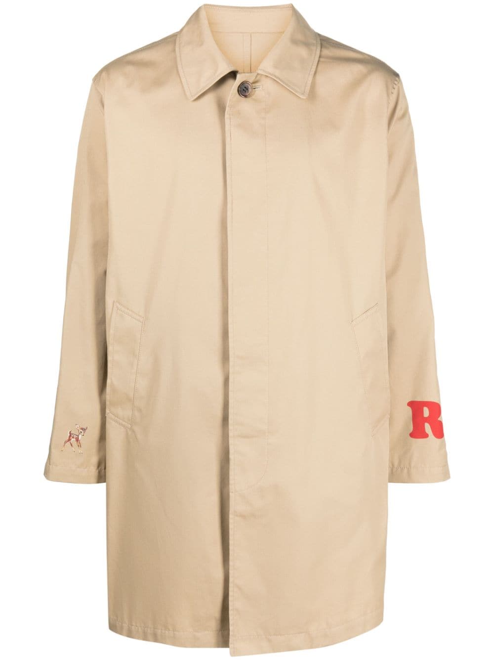 Undercover slogan-print gabardine trench coat - Neutrals von Undercover