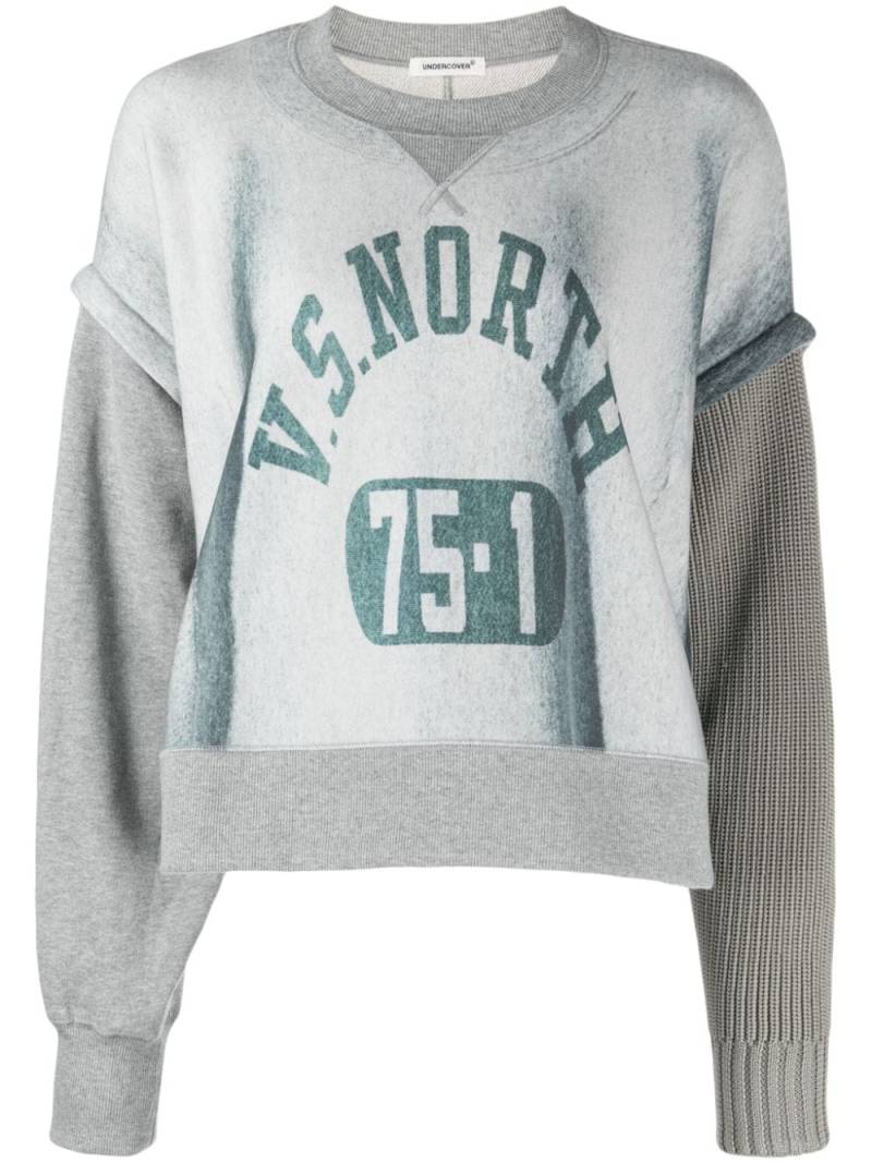 Undercover slogan-print panelled sweatshirt - Grey von Undercover