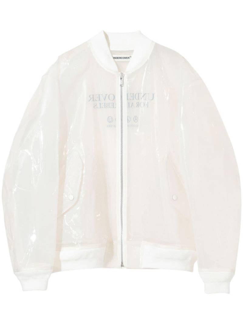 Undercover transparent logo-print bomber jacket - White von Undercover