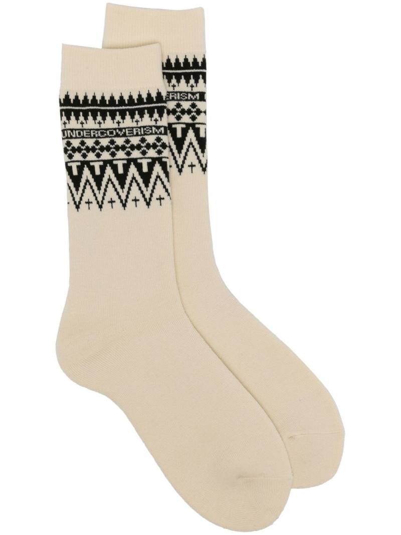 Undercoverism fair-isle intarsia-knit socks - White von Undercoverism