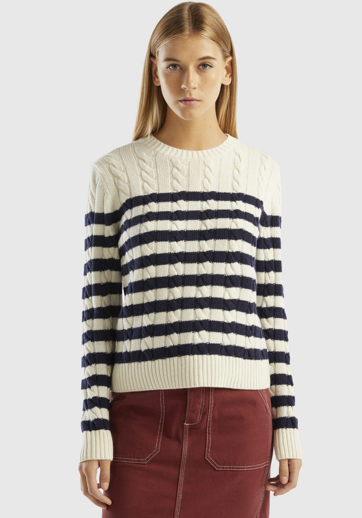 United Colors of Benetton Strickpullover, im Zopf-Streifen-Mix von United Colors of Benetton