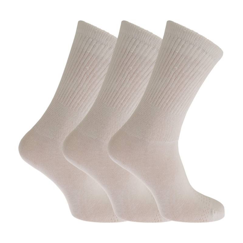 Extra Breite Komfort Fit Diabetiker Socken (3 Paar) Damen Weiss 37-38 von Universal Textiles