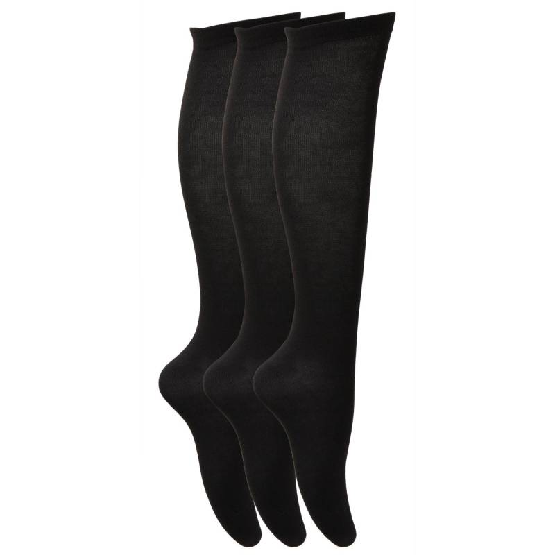 Kniestrümpfe, Unifarben (3er Pack) Mädchen Schwarz 37-39.5 von Universal Textiles