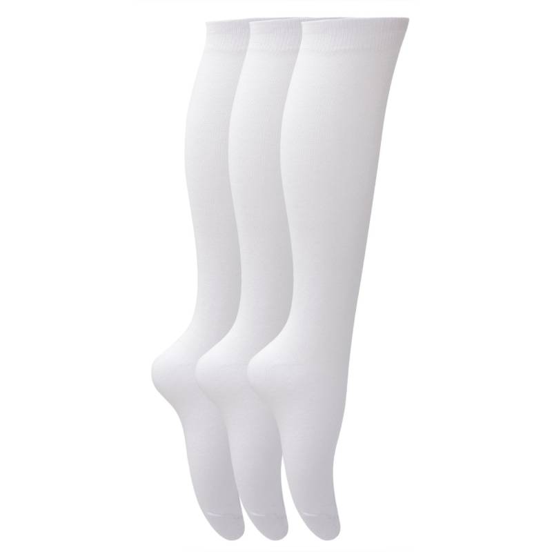 Kniestrümpfe, Unifarben (3er Pack) Mädchen Weiss 37-39.5 von Universal Textiles