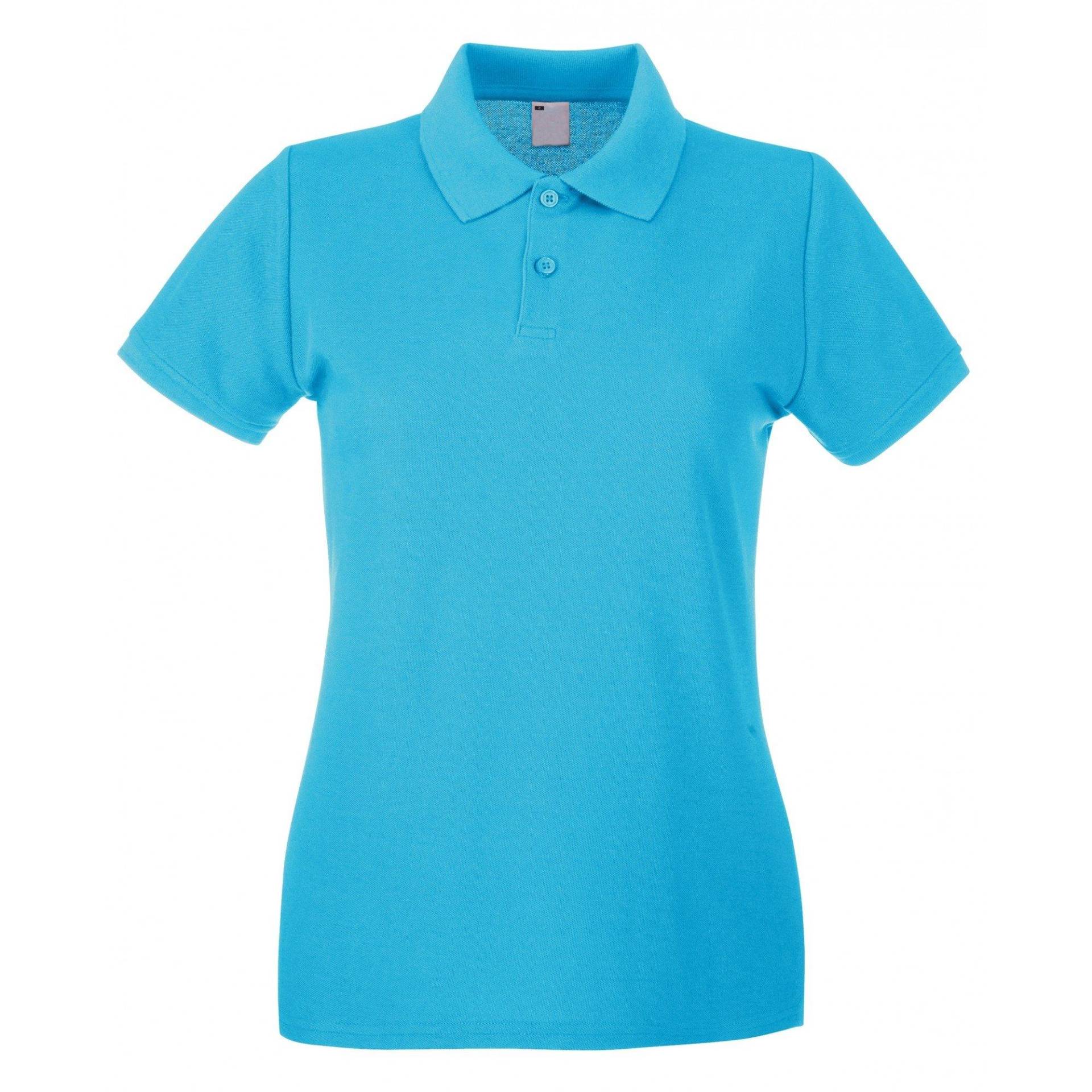 Poloshirt, Figurbetont, Kurzärmlig Damen Cyan-Blau M von Universal Textiles