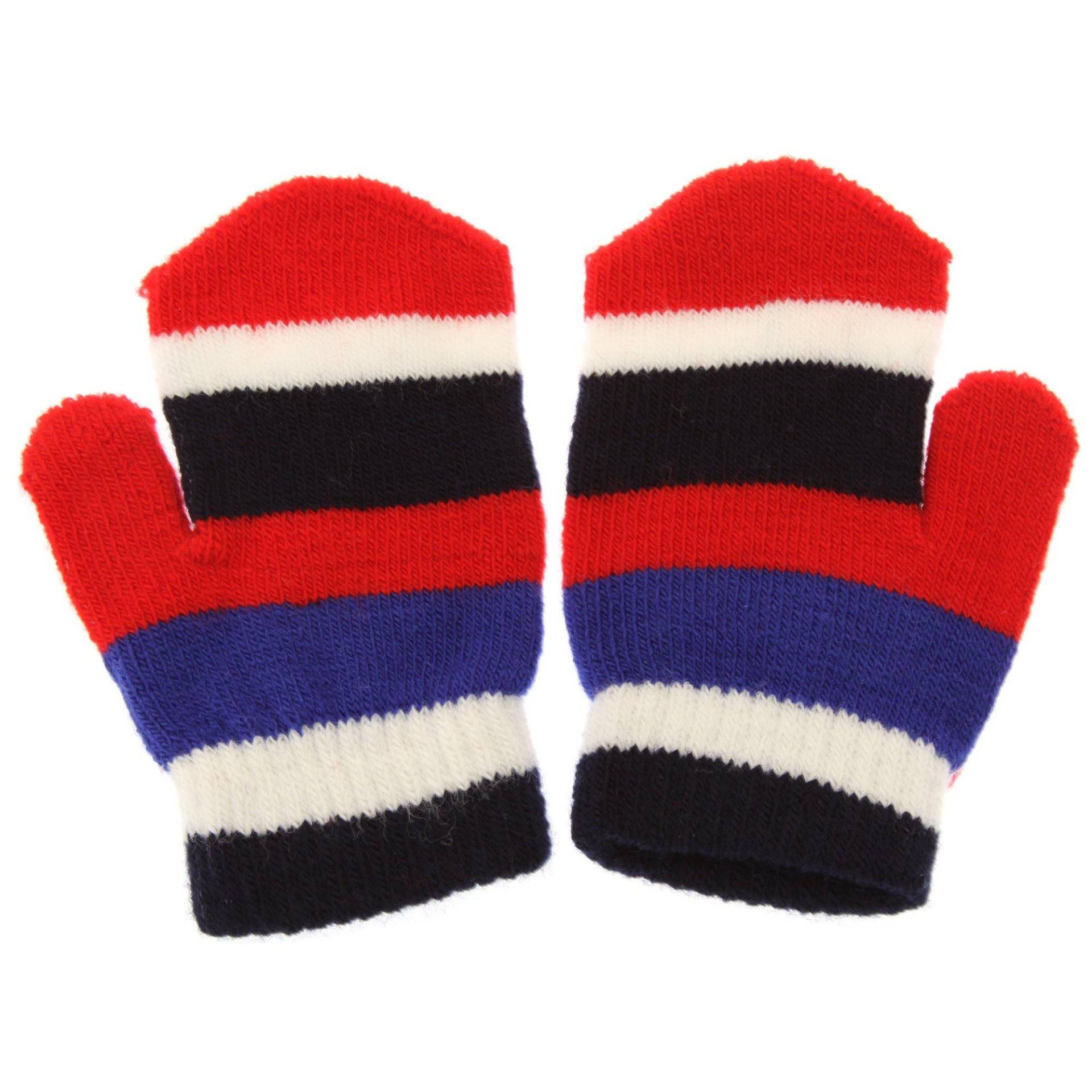 Winter Handschuhe Magic Mit Streifen Unisex Rot Bunt ONE SIZE von Universal Textiles