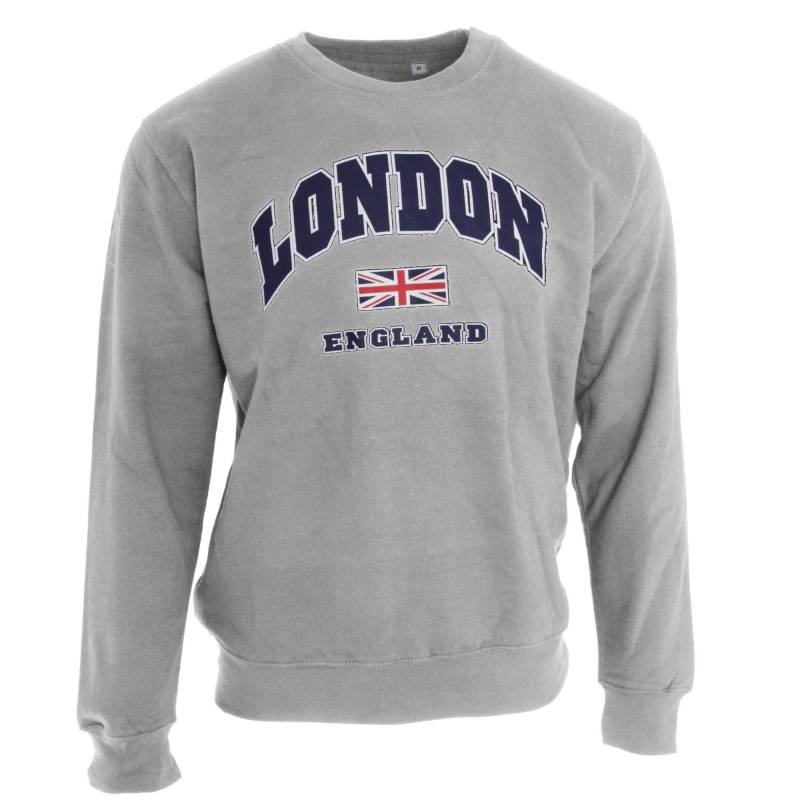 Pullover Mit Aufschrift London England Und Union Jack Design Herren Grau S von Universal Textiles