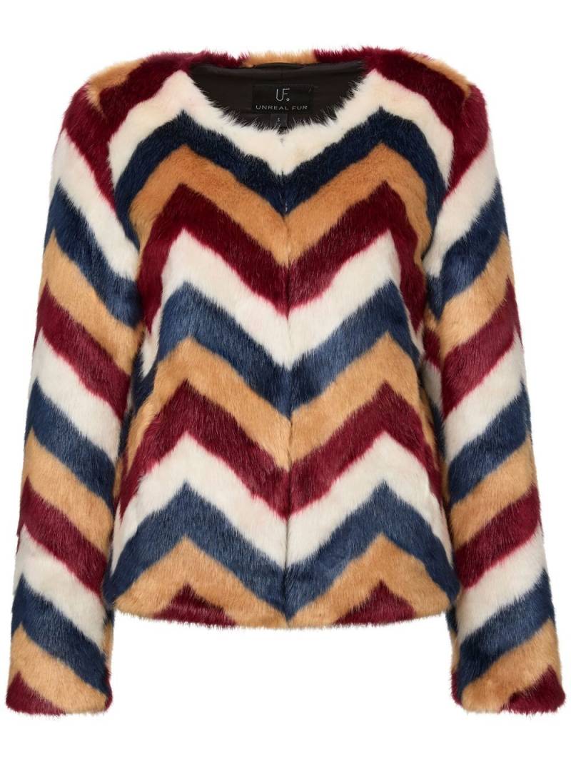 Unreal Fur Frequency zigzag faux-fur jacket - Multicolour von Unreal Fur