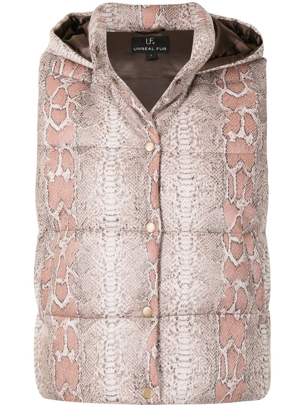 Unreal Fur python-print hooded gilet - Brown von Unreal Fur