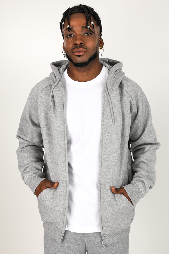 Urban Classics Kapuzensweatjacke | Hellgrau meliert | Herren  | 3XL von Urban Classics