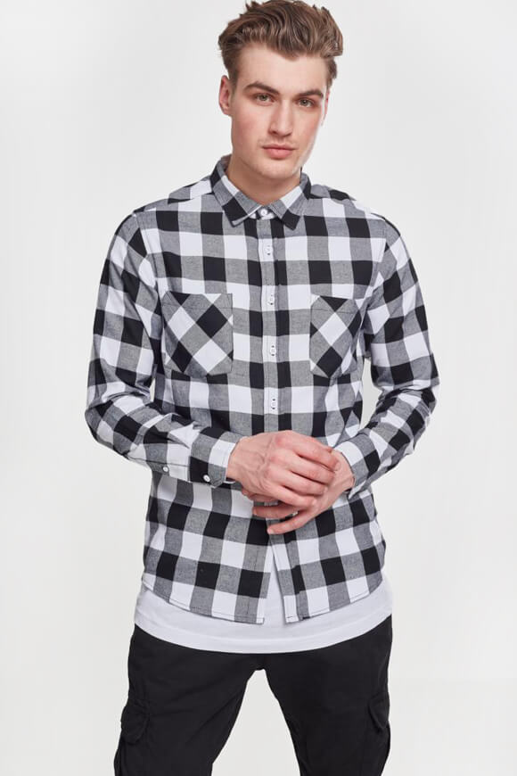 Urban Classics Karohemd | Weiss + Schwarz | Herren  | XL von Urban Classics