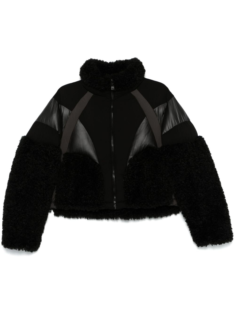 Urbancode faux-shearling detail jacket - Black