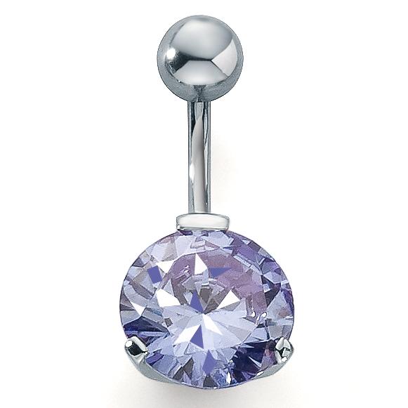 URECH Damen Bauchpiercing Edelstahl Kristall lavendel Ø12 mm von URECH