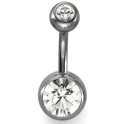 URECH Damen Bauchpiercing Titan Kristall weiss, 2 Steine von URECH