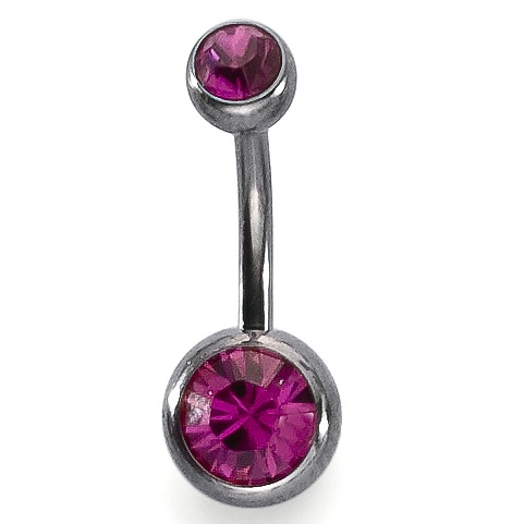 URECH Damen Bauchpiercing Titan Kristall rot, 2 Steine von URECH