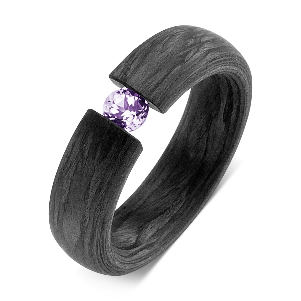 TitanFactory Damen Fingerring Carbon Amethyst violett von TitanFactory