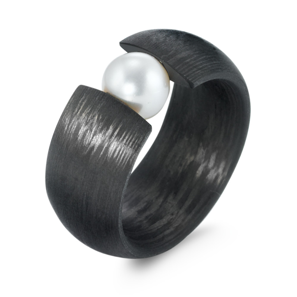 TitanFactory Damen Fingerring Carbon Süsswasserzuchtperle von TitanFactory