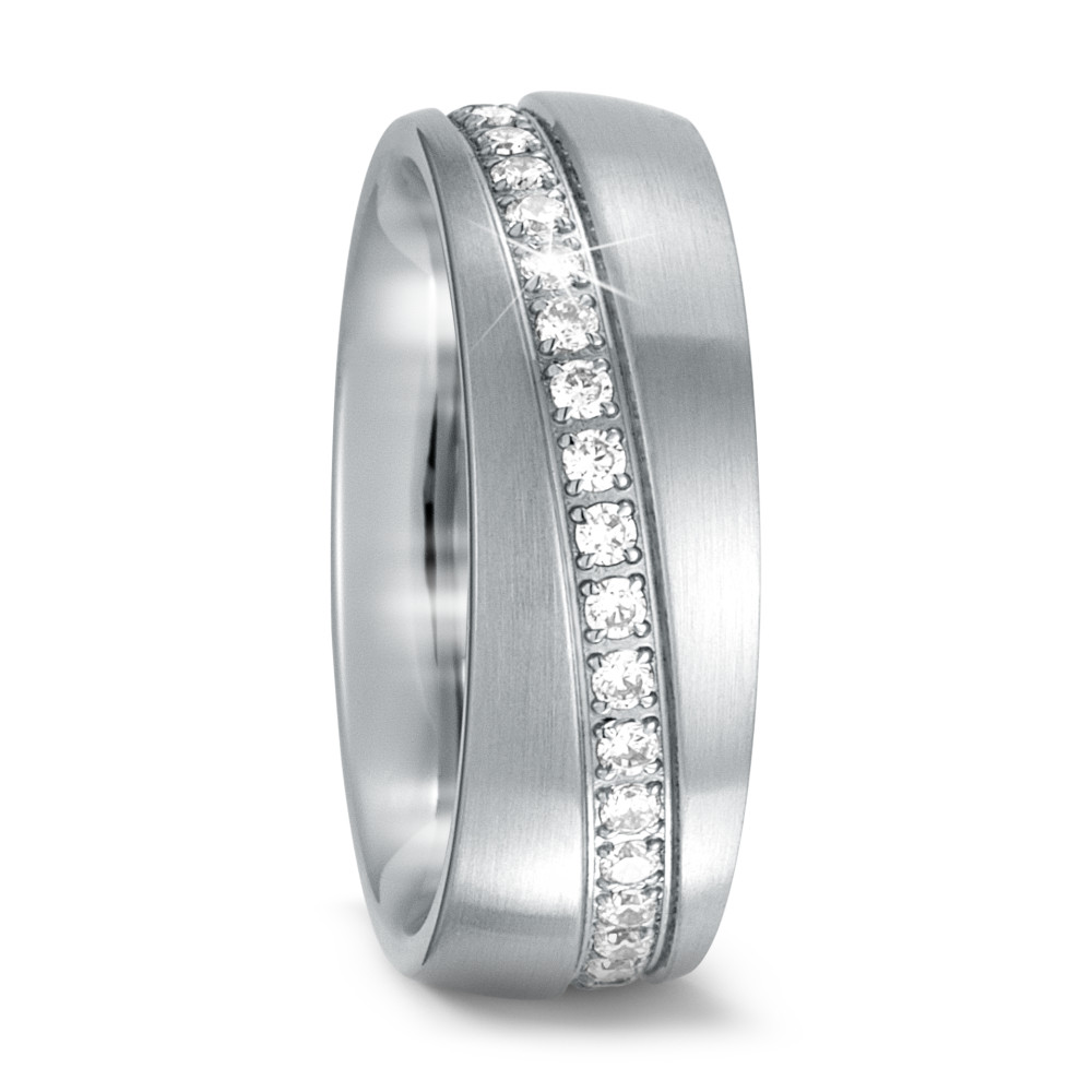 URECH Damen Partnerring Edelstahl Zirkonia von URECH