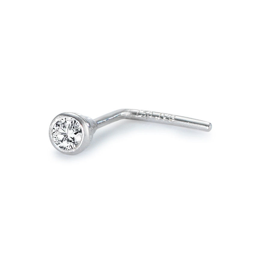 URECH Damen Nasenstecker 750/18 K Weissgold Diamant weiss, 0.02 ct, w-si Ø2.3 mm von URECH