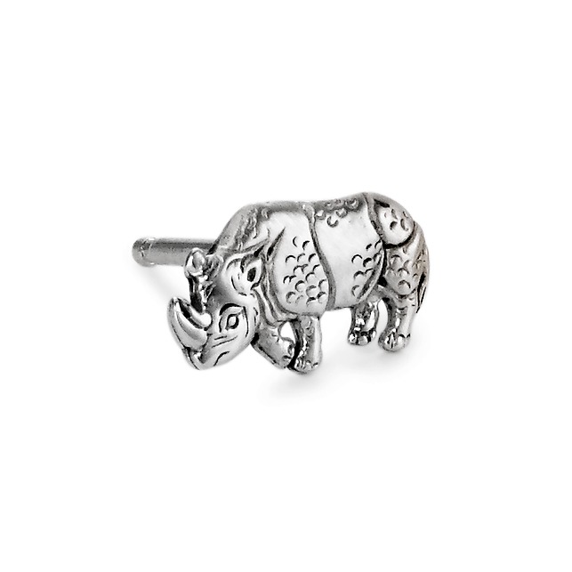 URECH Herren Ohrstecker 1 Stk Silber Nashorn von URECH