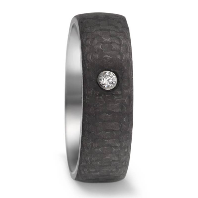 URECH Damen Partnerring Edelstahl, Carbon Zirkonia von URECH