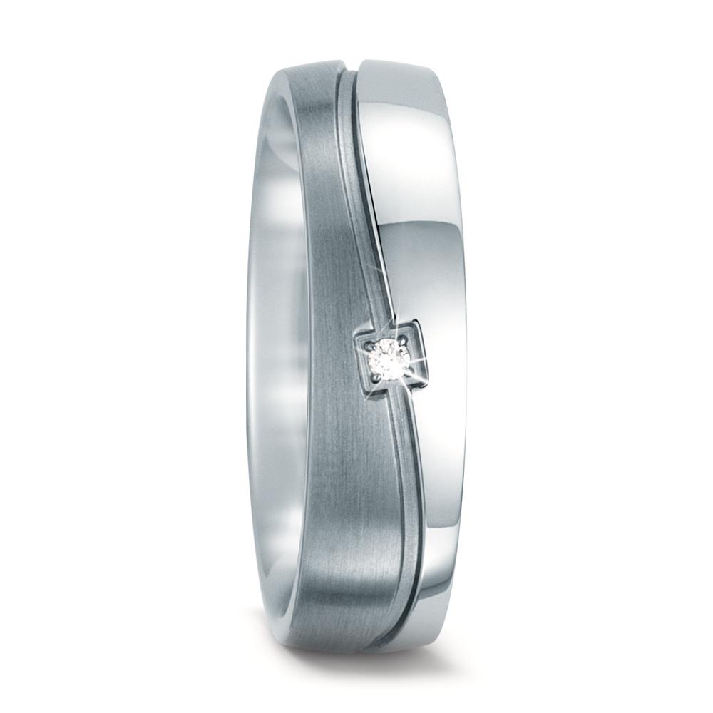 URECH Damen Partnerring Edelstahl Diamant 0.013 ct, w-si von URECH