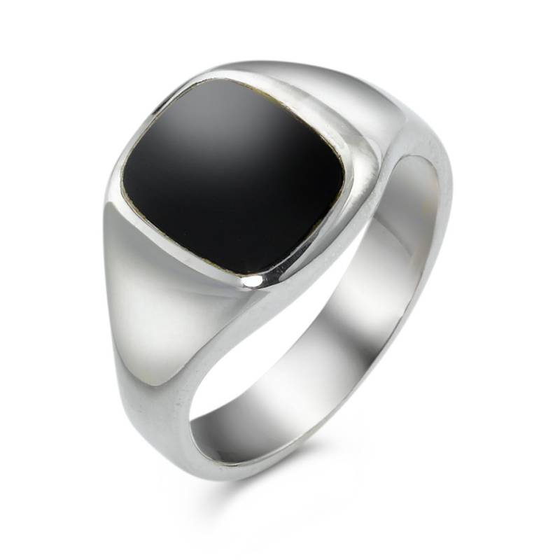 URECH Herren Fingerring Silber Onyx rhodiniert von URECH