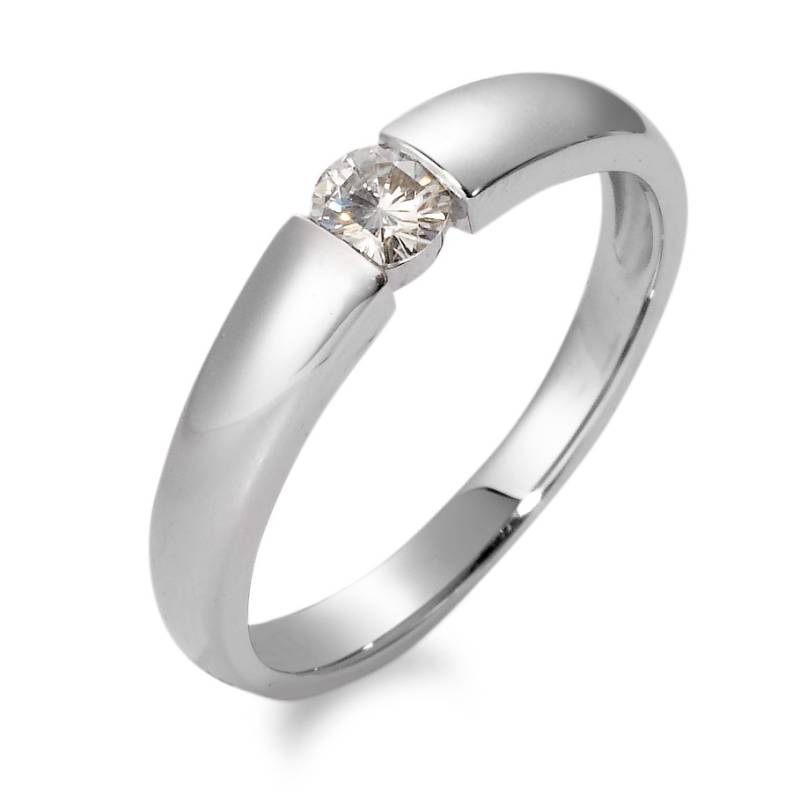 URECH Damen Solitär Ring 750/18 K Weissgold Moissanite rund, 4 mm von URECH