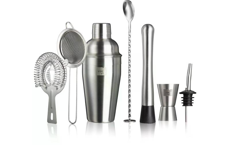 VACUVIN Cocktail Shaker »Cocktail Set 7-teilig 550 l, Silberfarben«, (7 tlg.) von VACUVIN