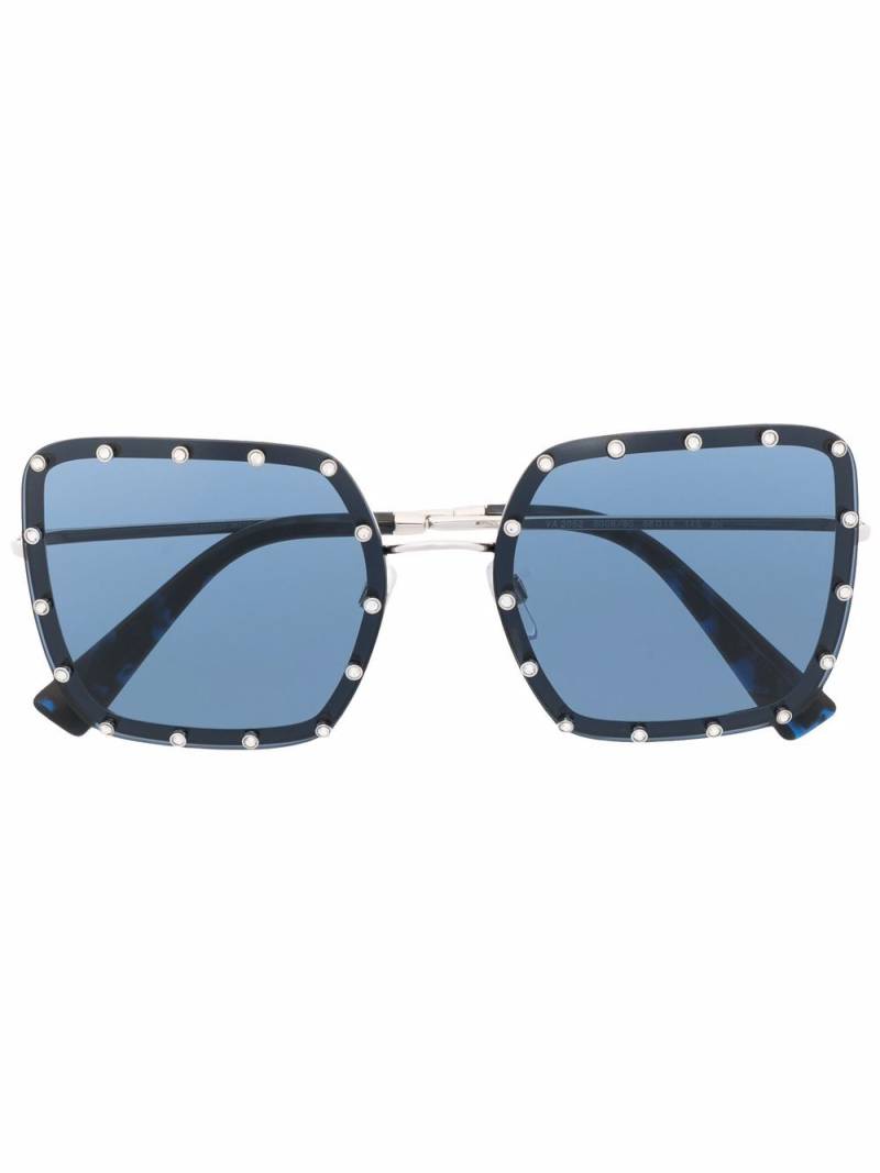 VALENTINO GARAVANI EYEWEAR rhinestone-embellished oversized-frame sunglasses - Silver von VALENTINO GARAVANI EYEWEAR