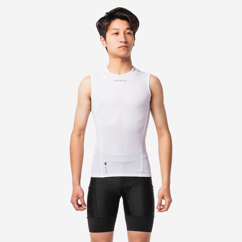 VAN RYSEL - Fahrrad Unterwäsche Rennrad RC 500 Funktionsshirt ärmellos Herren weiss, für Herren, Weiss, Größe M von VAN RYSEL