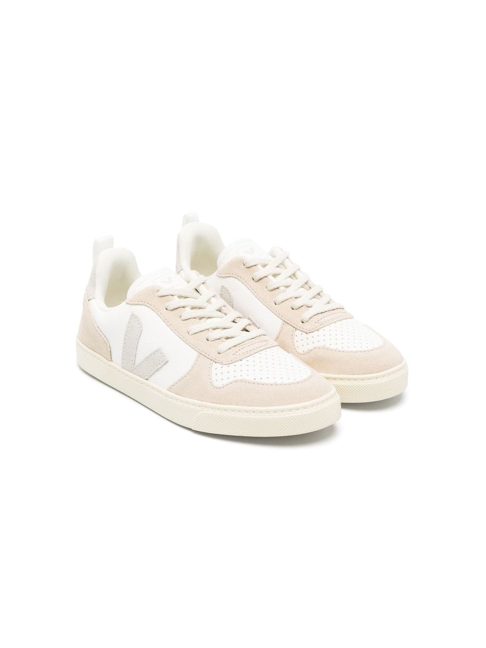 VEJA Kids logo-patch low-top leather sneakers - Neutrals von VEJA Kids