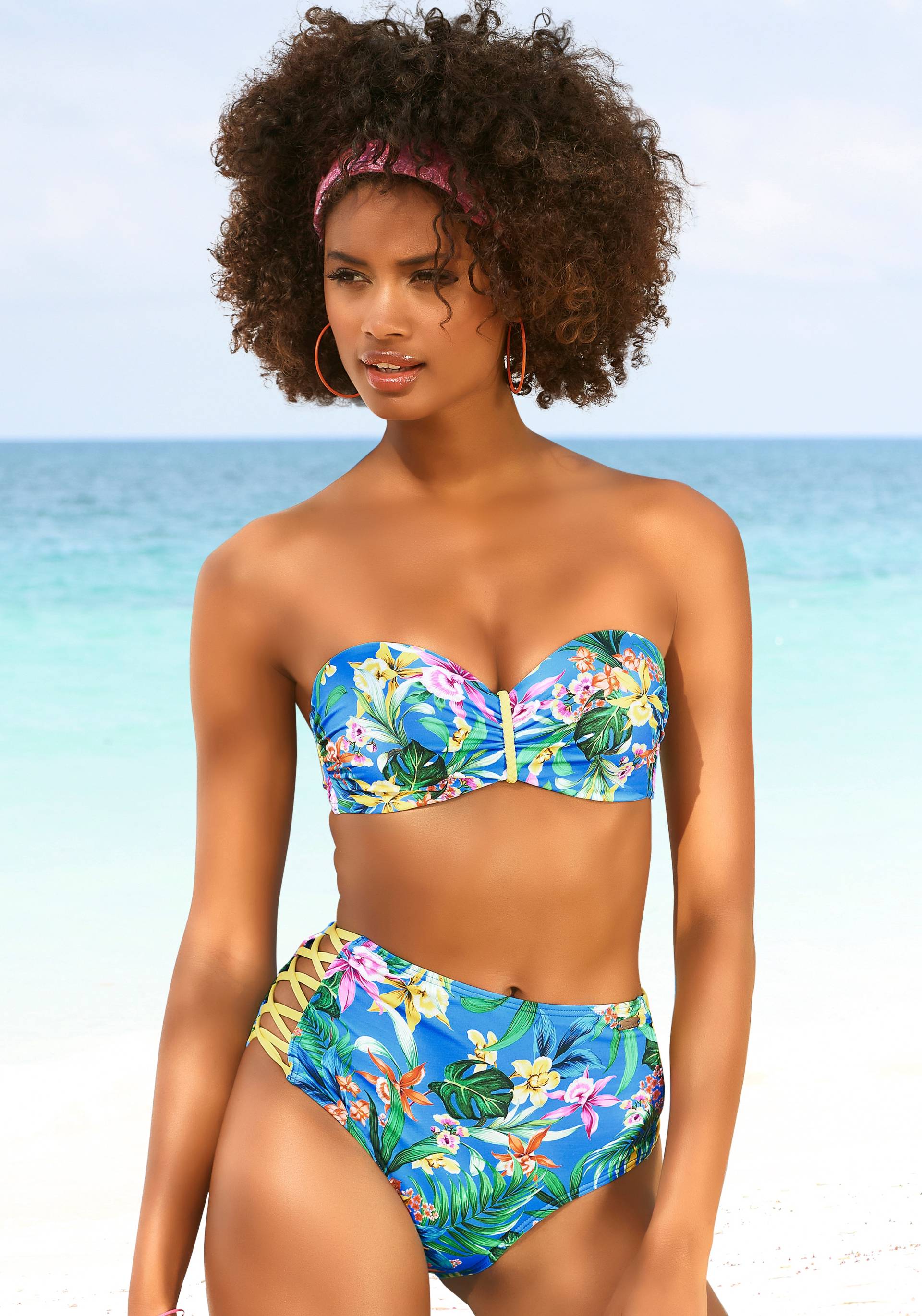 Venice Beach Bikini-Hose »Hanni«, mit tropischem Print und gelben Details von VENICE BEACH