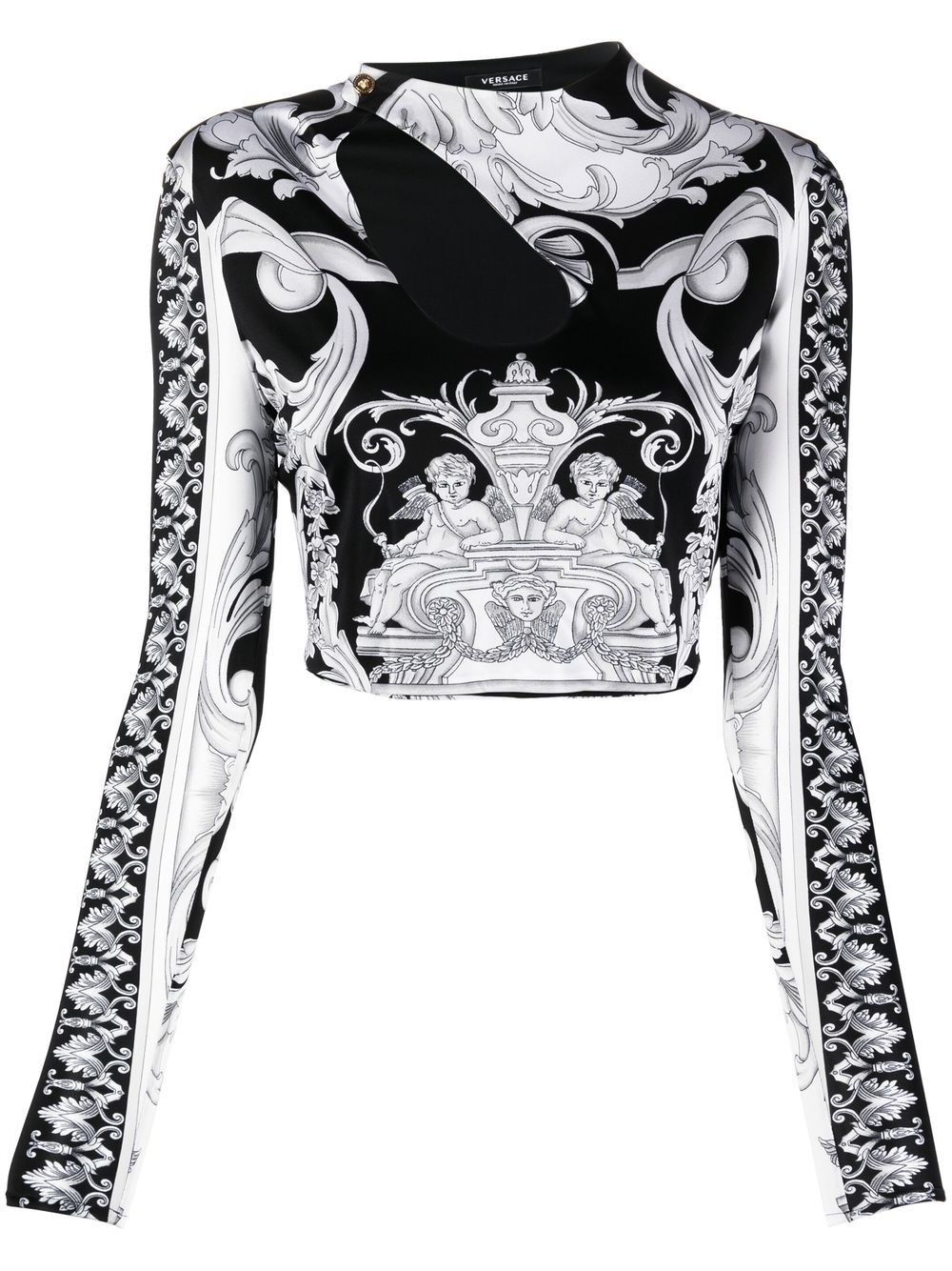 Versace Barocco-print crop top - Black von Versace
