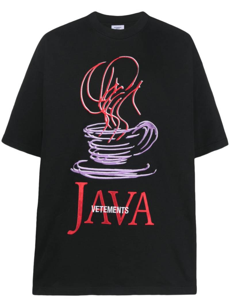 VETEMENTS Java logo-embroidered T-shirt - Black von VETEMENTS