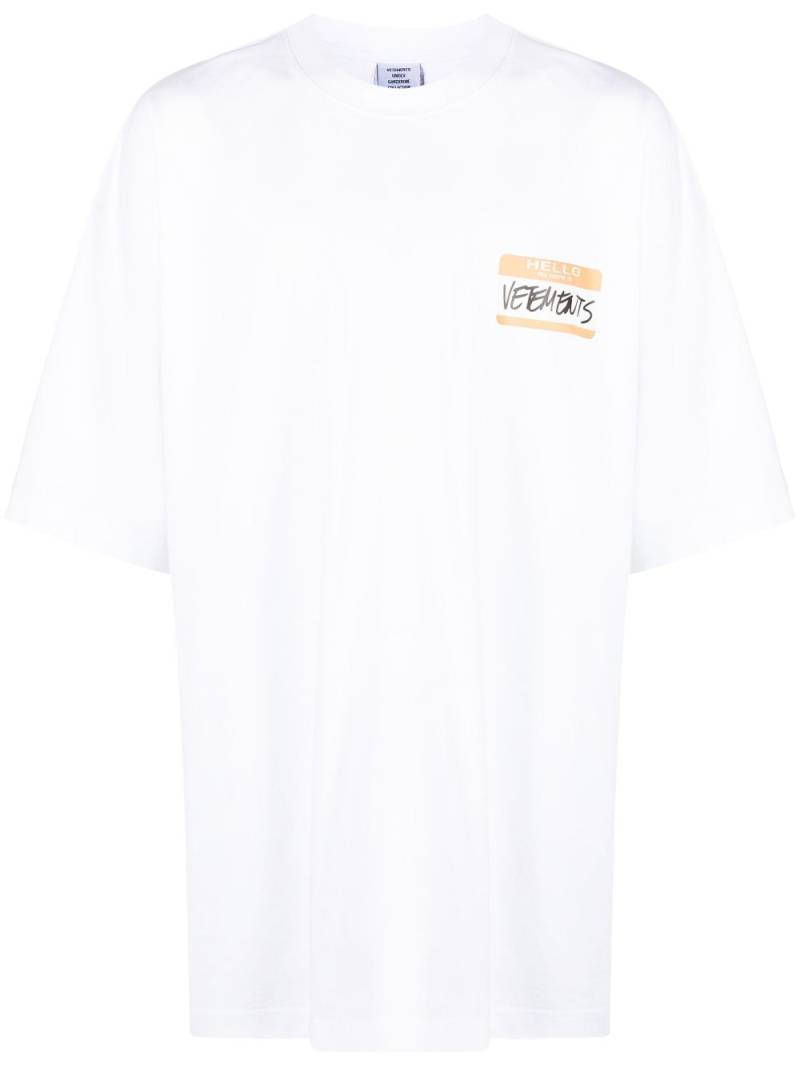 VETEMENTS My Name Is cotton T-shirt - White von VETEMENTS