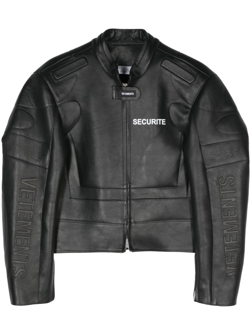 VETEMENTS Securite Motorcross leather jacket - Black von VETEMENTS