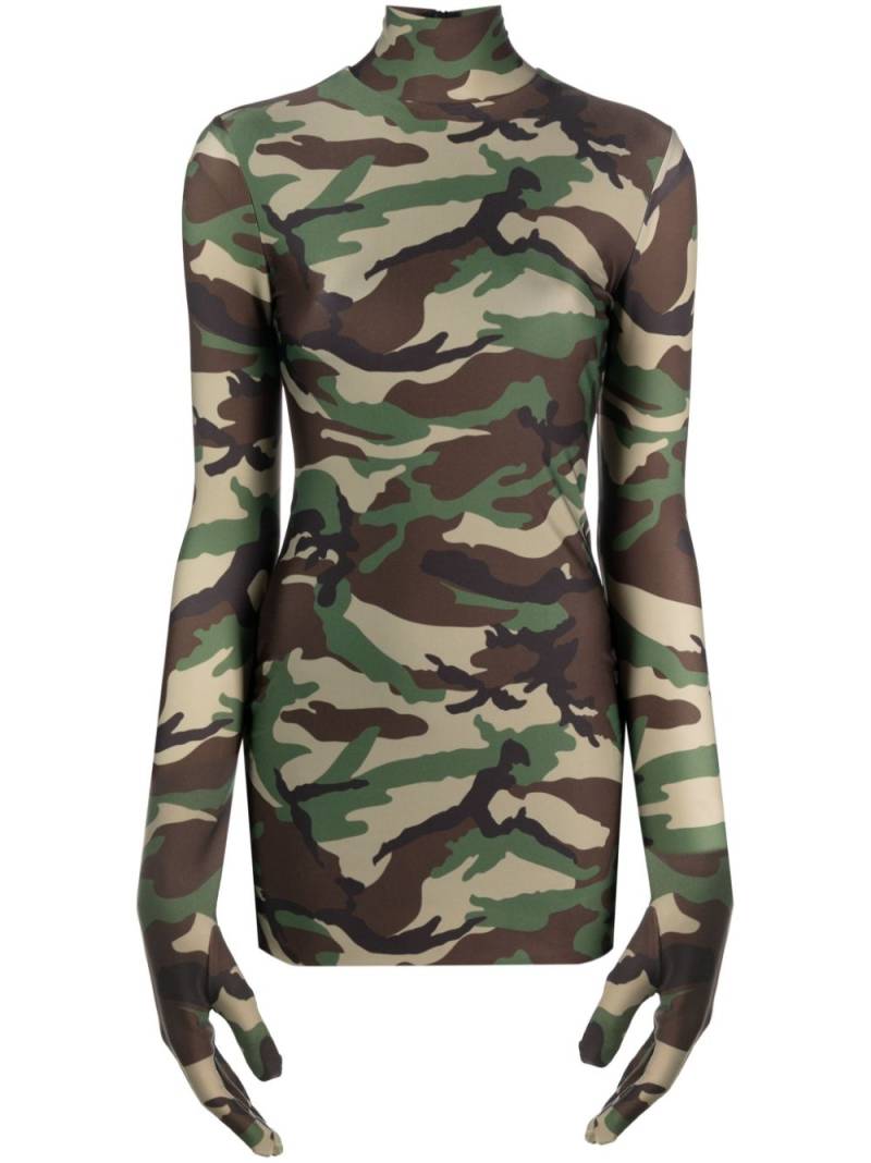 VETEMENTS camouflage-pattern glove-sleeves minidress - Green von VETEMENTS