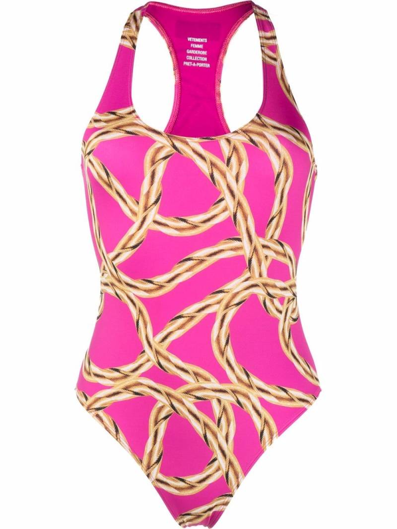 VETEMENTS chain-link print swimsuit - Pink von VETEMENTS