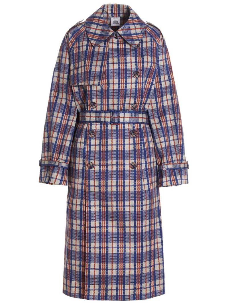 VETEMENTS check-pattern double-breasted trench coat - Blue von VETEMENTS